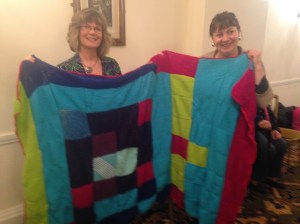 Completed blankets ready to go the next day to Romania